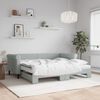 vidaXL Lit de jour avec gigogne et matelas gris clair 90x190cm velours