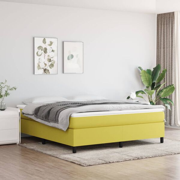 vidaXL Sommier &agrave; lattes de lit avec matelas Vert 180x200 cm Tissu