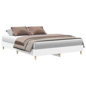 vidaXL Cadre de lit sans matelas blanc 140x200 cm bois d'ing&eacute;nierie