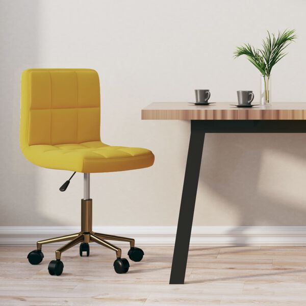 vidaXL Chaise pivotante de salle &agrave; manger Jaune Velours