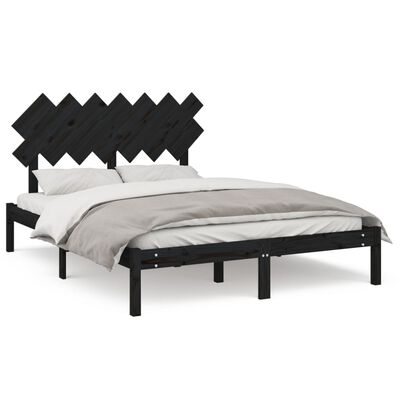 vidaXL Cadre de lit Noir 140x190 cm Bois massif