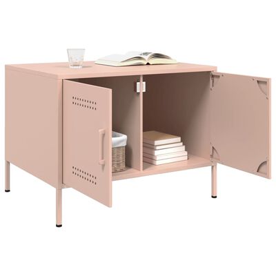 vidaXL Table basse rose 68x50x50,5 cm acier laminé à froid