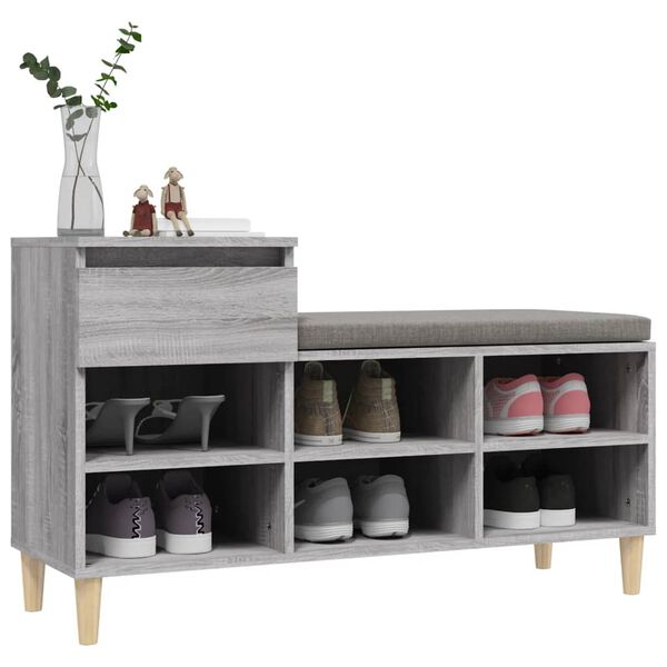 vidaXL Armoire &agrave; chaussures Sonoma gris 102x36x60 cm Bois d'ing&eacute;nierie