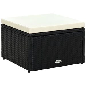 vidaXL Tabouret / repose-pied R&eacute;sine tress&eacute;e 53 x 53 x 30 cm Noir