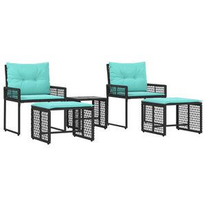 vidaXL Ensemble de meubles d'ext&eacute;rieur 5 pc Noir et turquoise