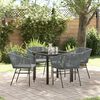 vidaXL Ensemble de salle &agrave; manger pour jardin avec coussin 5 pcs Gris