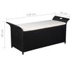 vidaXL Banc de jardin avec coussin 138 cm R&eacute;sine tress&eacute;e Noir