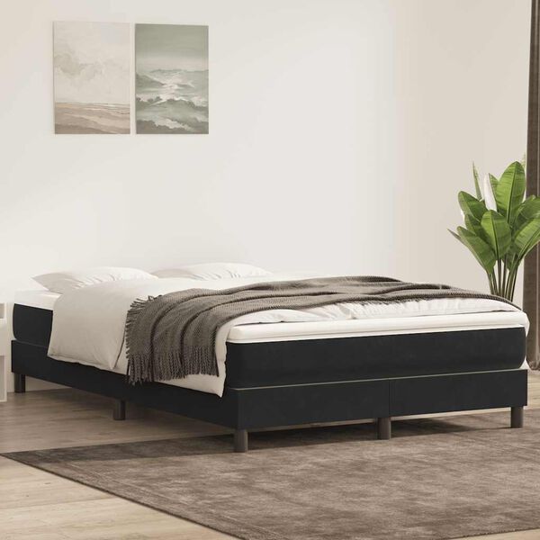 vidaXL Sommier à lattes de lit sans matelas noir 140x210 cm velours