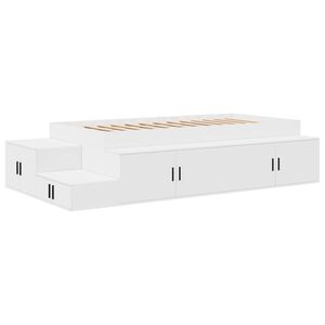 vidaXL Cadre de lit avec rangement Blanc 80 cm Bois d'ing&eacute;nierie