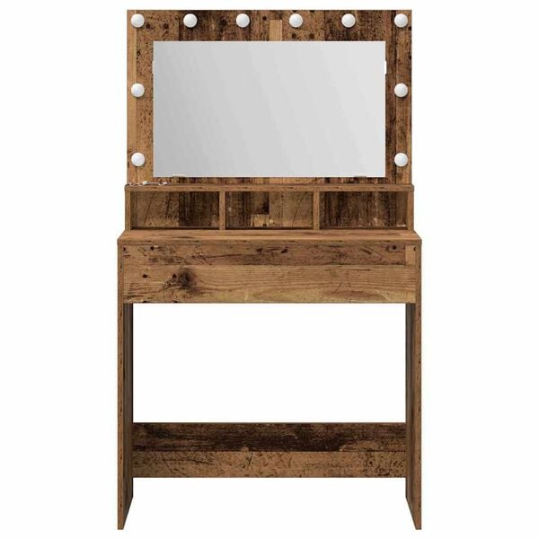 vidaXL Table de Toilette avec étagère Bois ancien 75,5 x 41 x 135 cm