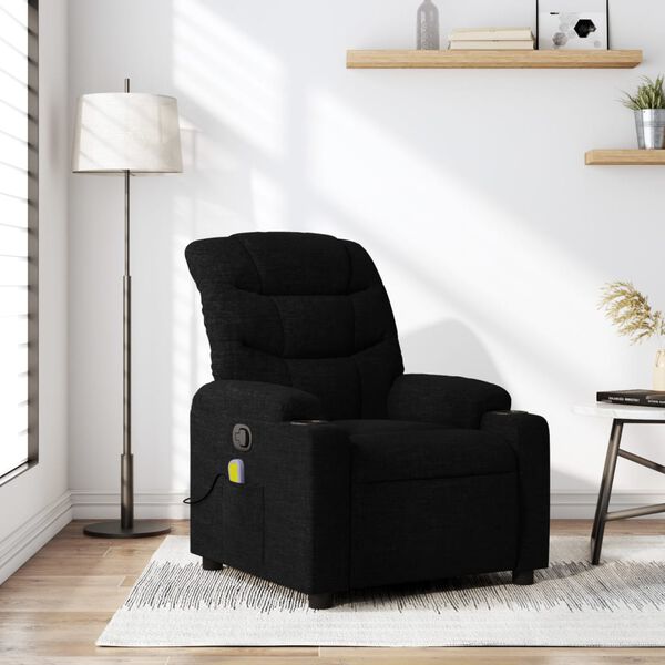 vidaXL Fauteuil inclinable de massage noir tissu