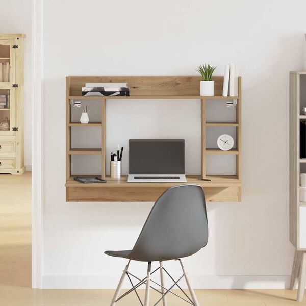 vidaXL Bureau mural ch&ecirc;ne artisanal 105 x 48 x 75 cm Bois d'ing&eacute;nierie