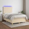 vidaXL Sommier &agrave; lattes de lit matelas et LED cr&egrave;me 120x190 cm tissu
