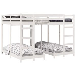 vidaXL Cadre de lit superpos&eacute; triple Blanc 160 x 200 cm Pin massif