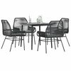 vidaXL Ensemble &agrave; manger de jardin et coussins 5 pcs noir rotin verre