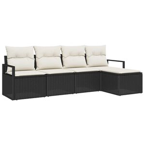 vidaXL Ensemble de Canap&eacute;s 5 pc Noir polyrotin