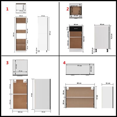 vidaXL Ensemble de meubles de cuisine 8 pcs Noir Aggloméré