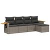 vidaXL Salon de jardin 5 pcs avec coussins gris r&eacute;sine tress&eacute;e
