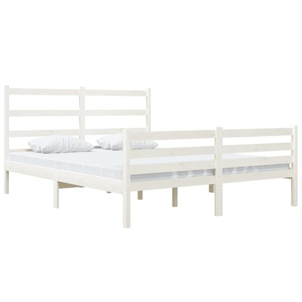 vidaXL Cadre de lit sans matelas blanc bois massif