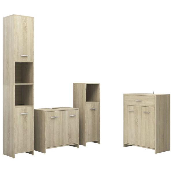 vidaXL Ensemble de meubles de salle de bain 4 pcs Ch&ecirc;ne sonoma