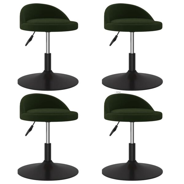 vidaXL Chaises pivotantes &agrave; manger lot de 4 Vert fonc&eacute; Velours