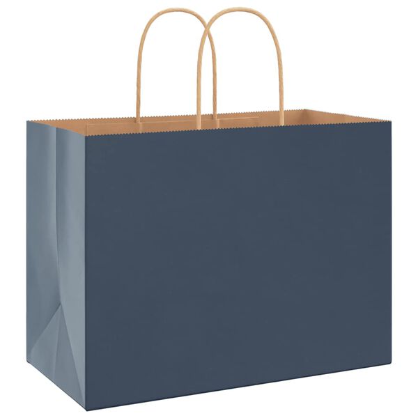 vidaXL Sacs en papier 250 pcs avec poign&eacute;es bleu 32x17x25 cm