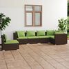 vidaXL Salon de jardin 6 pcs avec coussins R&eacute;sine tress&eacute;e Marron