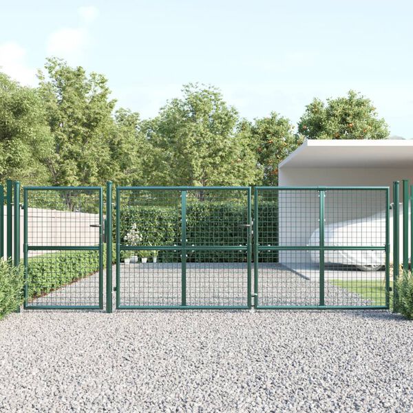 vidaXL Portail de jardin grillagé vert 400 x 125 cm en acier galvanisé