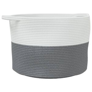 vidaXL Panier &agrave; linge gris et blanc &Oslash;55x36 cm coton