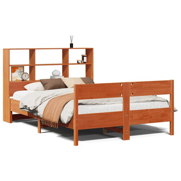vidaXL Lit biblioth&egrave;que sans matelas cire marron 120x200 cm pin massif