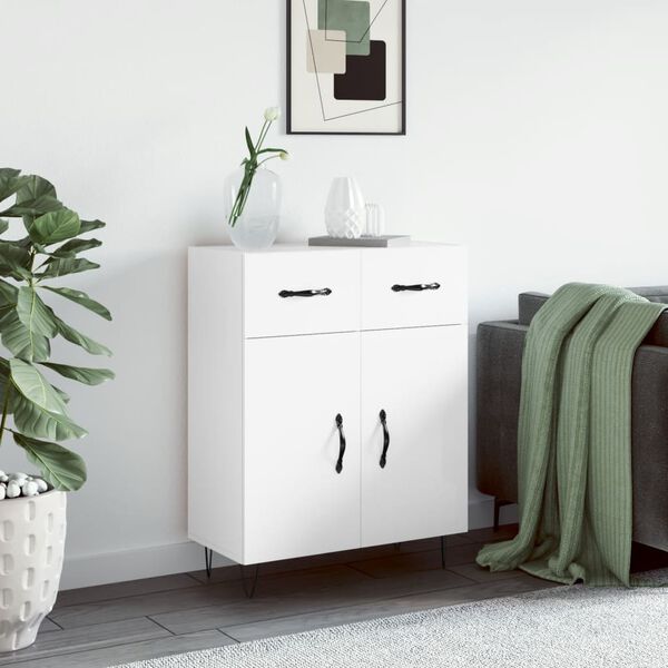 vidaXL Buffet Blanc brillant 69,5x34x90 cm Bois d'ing&eacute;nierie