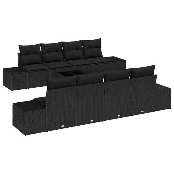 vidaXL Ensemble de canap&eacute; de jardin avec coussin 8 pcs Noir polyrotin