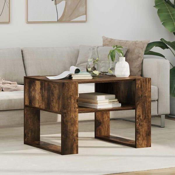 vidaXL Table basse Ch&ecirc;ne fum&eacute; 66 x 53 x 45 cm Bois d'ing&eacute;nierie