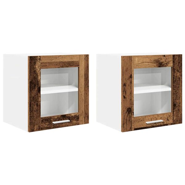 vidaXL Armoire suspendue avec porte 2 pcs Bois ancien 40 x 31 x 40 cm