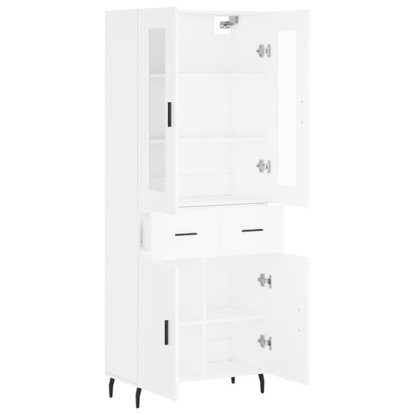 vidaXL Buffet haut Blanc 69,5x34x180 cm Bois d'ing&eacute;nierie