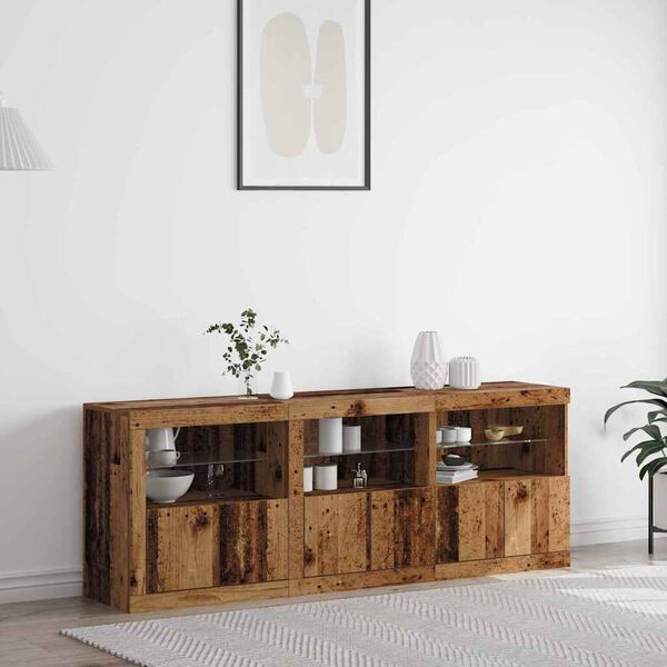 vidaXL Buffet LED Bois Ancien 181 x 37 x 67 cm Bois d'ing&eacute;nierie