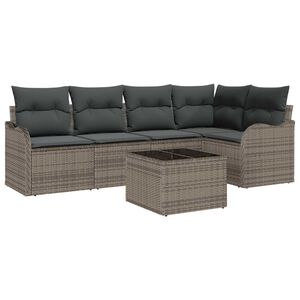 vidaXL Ensemble de canap&eacute; de jardin 6 pc Gris polyrotin