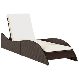 vidaXL Chaise longue avec coussin marron 60x205x73 cm r&eacute;sine tress&eacute;e