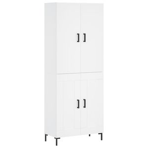 vidaXL Buffet haut Blanc 69,5x34x180 cm Bois d'ing&eacute;nierie