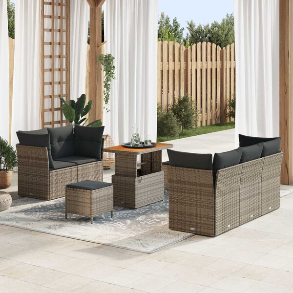 vidaXL Ensemble de canap&eacute; de jardin avec coussin 8 pcs Gris