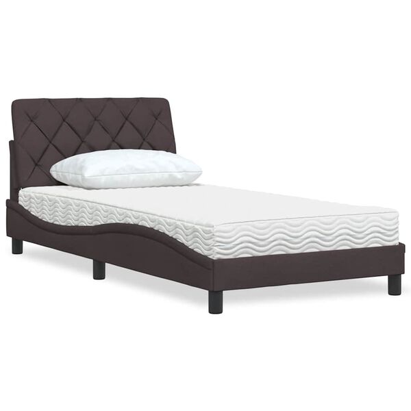vidaXL Lit avec matelas marron fonc&eacute; 100x200 cm tissu