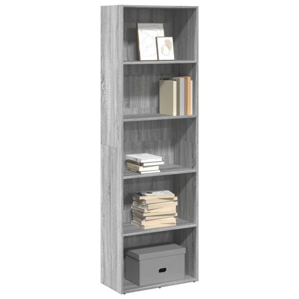 vidaXL Biblioth&egrave;que sonoma gris 60x30x189 cm bois d'ing&eacute;nierie