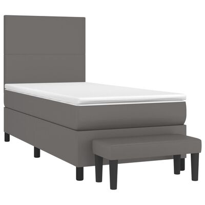 vidaXL Sommier à lattes de lit avec matelas Gris 80x200 cm Similicuir