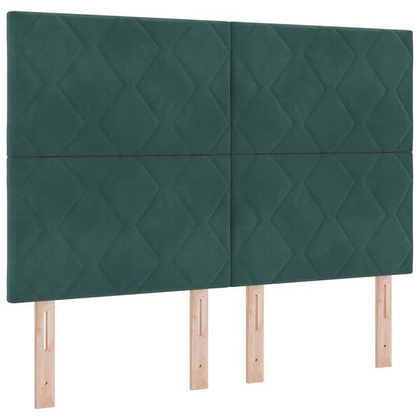 vidaXL Lit &agrave; ressorts avec matelas Vert fonc&eacute; 140 x 200 cm tissu