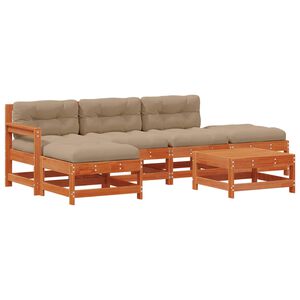 vidaXL Ensemble de salon de jardin 6 pc Brun cire Bois de pin massif