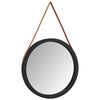 vidaXL Miroir mural avec sangle Noir &Oslash; 55 cm