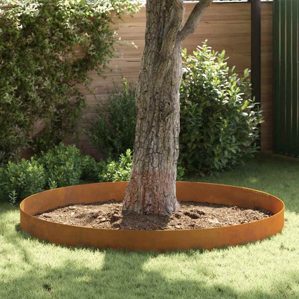 vidaXL Bordure de Pelouse 4 pcs Rouill&eacute; 450 x 0,05 x 15 cm