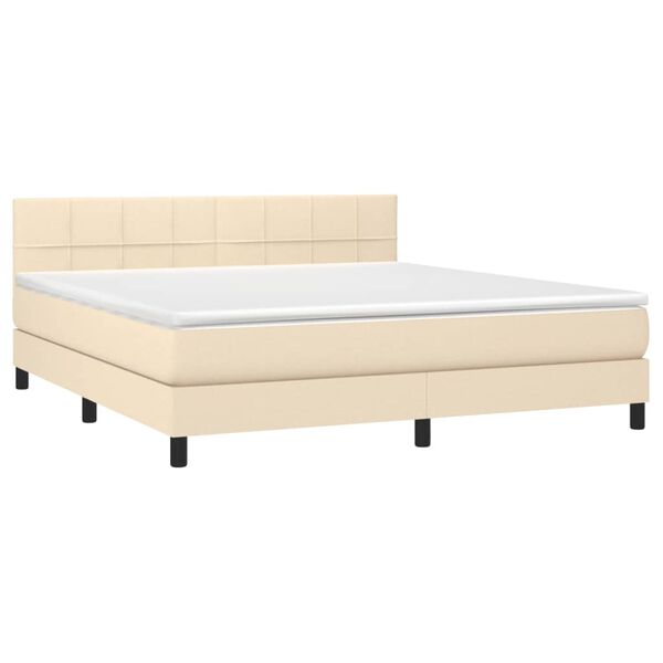 vidaXL Sommier &agrave; lattes de lit avec matelas Cr&egrave;me 180x200 cm Tissu