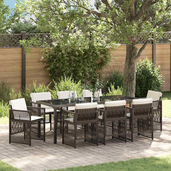 vidaXL Ensemble de salle &agrave; manger pour jardin 9 pcs Marron