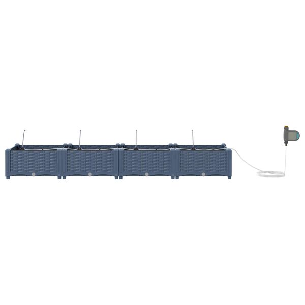 vidaXL Cache-pot de jardin 4 pcs Gris 160 x 40 x 22 cm Plastique